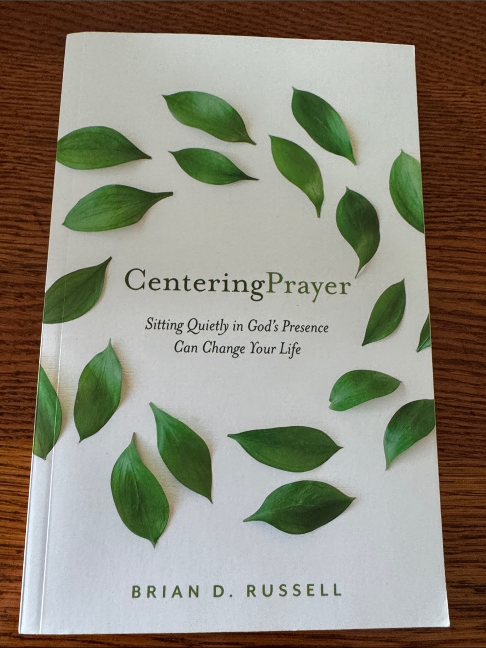 Centering Prayer by Brian D. Russell — White Cover with Green Leaf Design